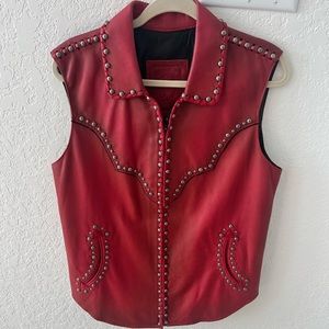 New 100% Leather Rodeo Vest Size M